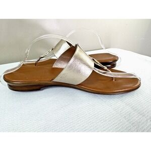 Toscanella Women 9.5 Thong Sandal Flat Slip On Designer Italy Gold Metallic Glam